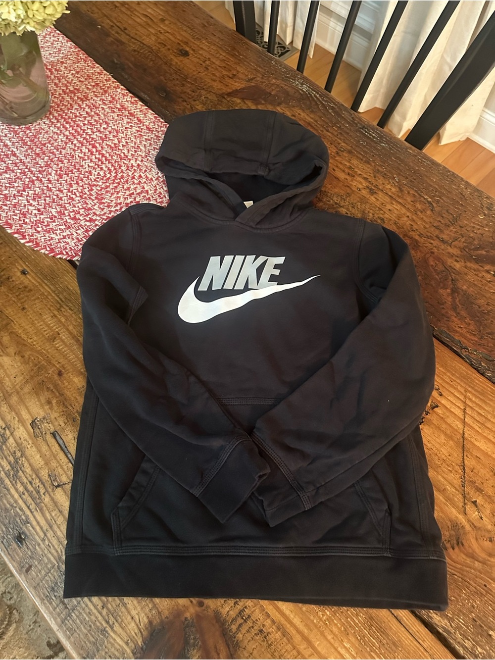 Nike Boys Black Hoodie with White Logo